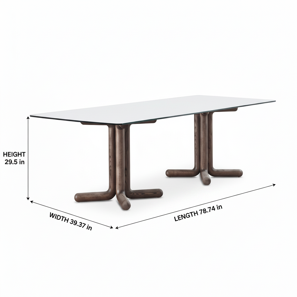 Lenora Glass Dining Table dimension diagram