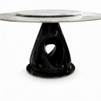 Lioraen Dining Table glossy black pedestal opening detail