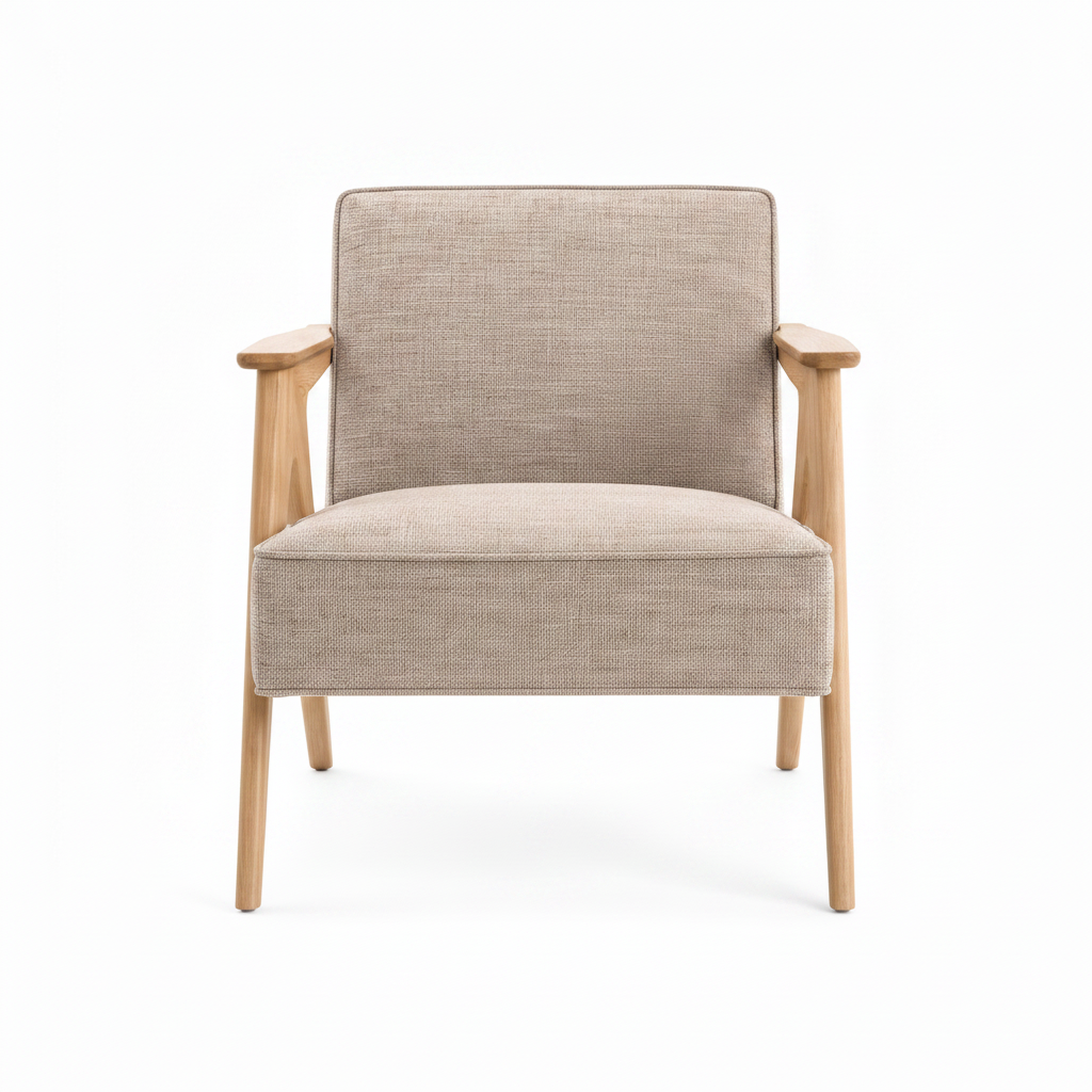 Lorquette Accent Chair front view with upholstered fabric seat and supportive backrest
