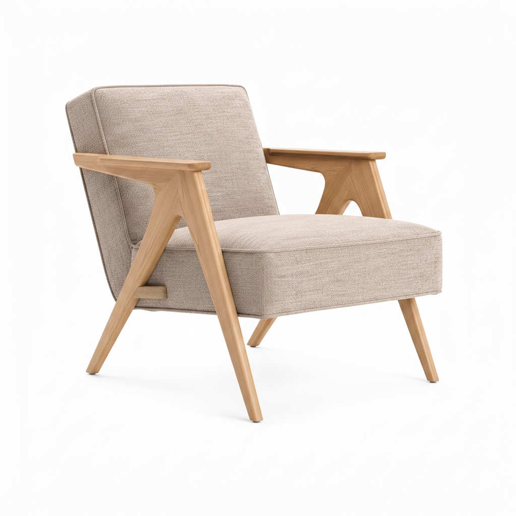 Lorquette Accent Chair side view showing the right-facing seat opening and left-side backrest