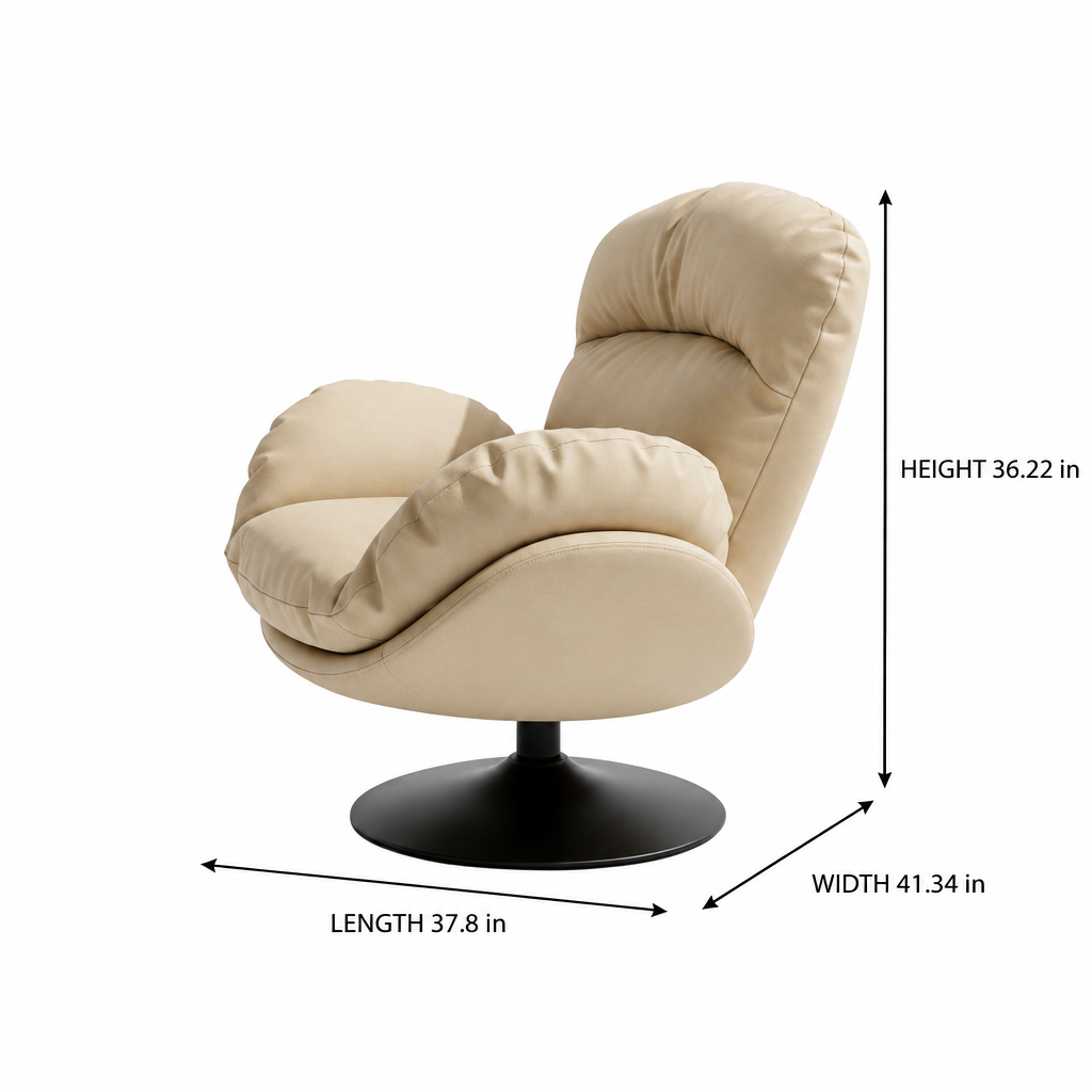 Lorvessa Accent Chair dimension diagram showing length 37.8 inches, width 41.34 inches, and height 36.22 inches.
