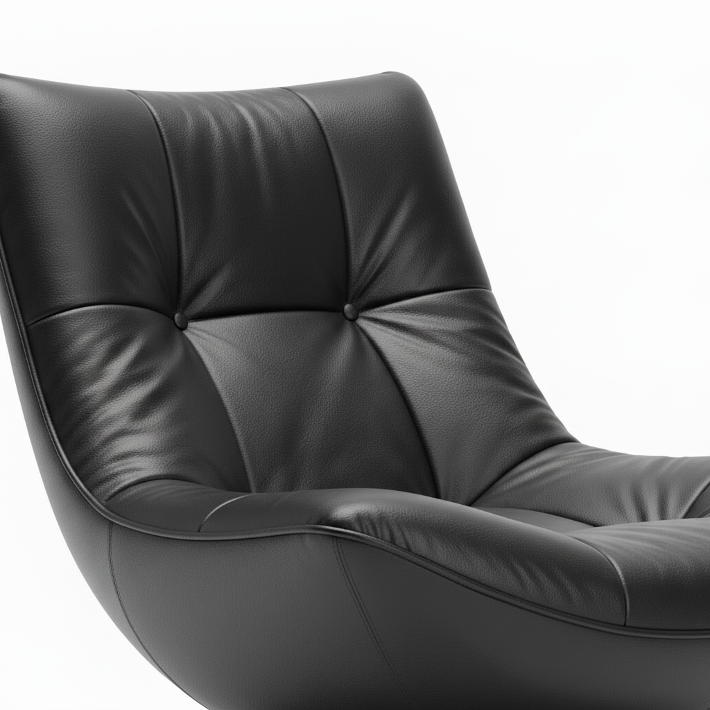Lorviano Noir Accent Chair backrest stitching detail showing the upholstery seams and padded construction.