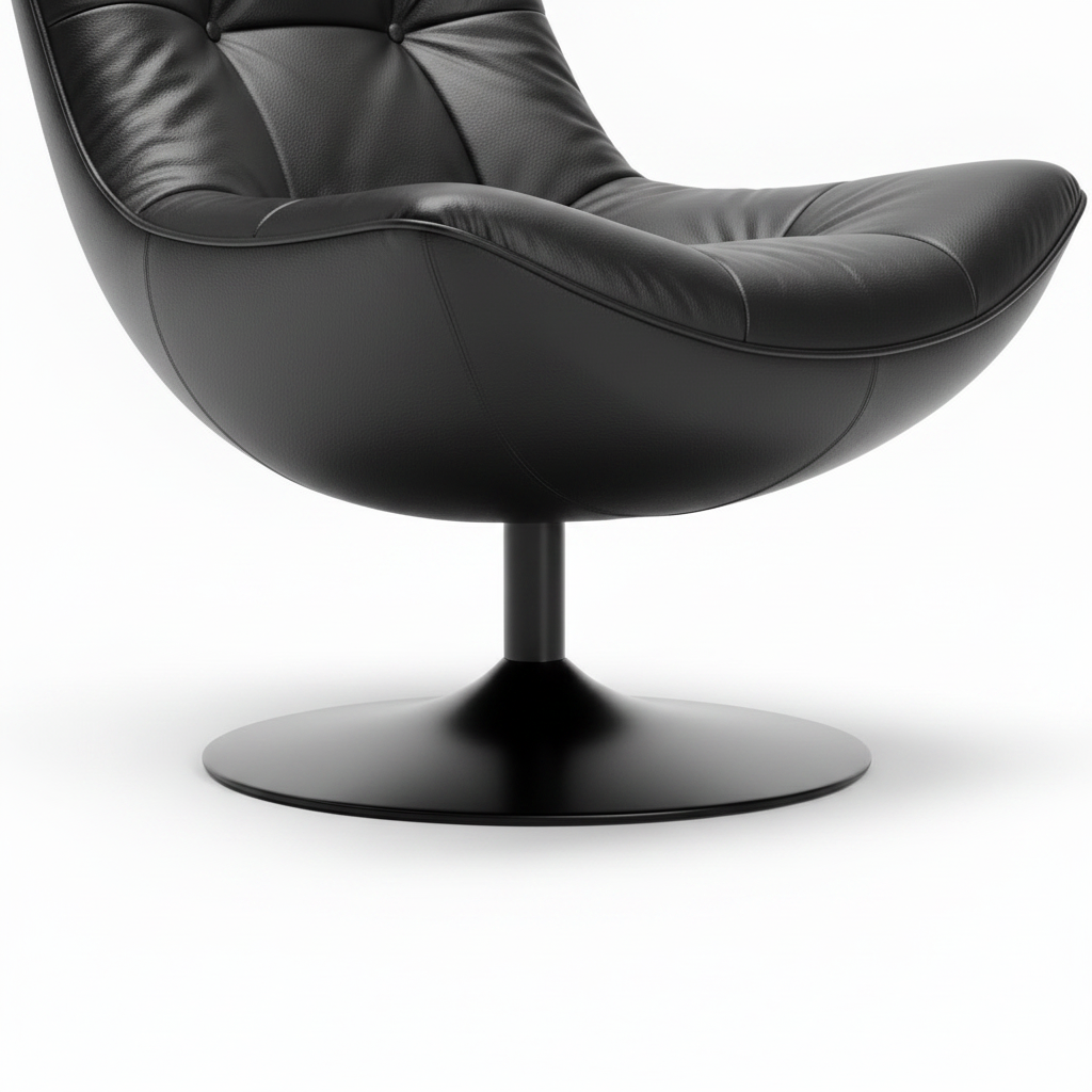 Lorviano Noir Accent Chair base detail showing the central support and sturdy lower frame.