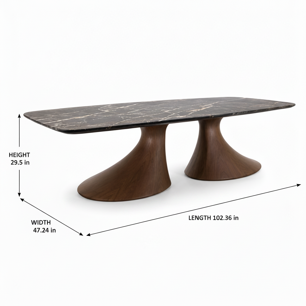 Luminara Marble Dining Table dimension diagram