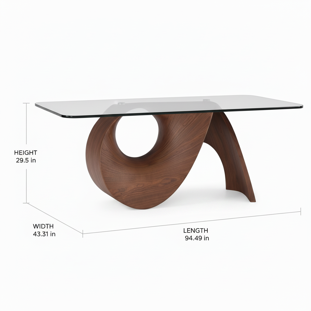 Lunessa Glass Dining Table dimension diagram
