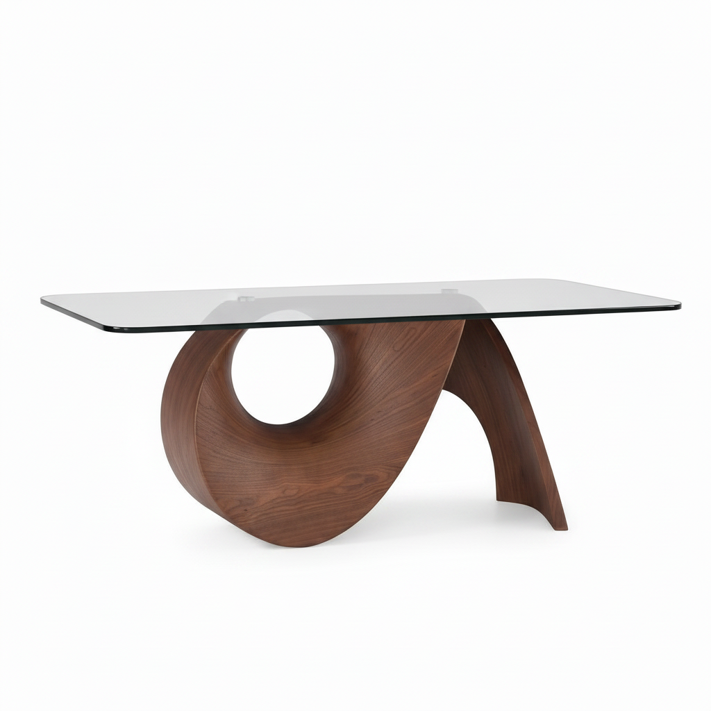 Lunessa Glass Dining Table stronger 45-degree view