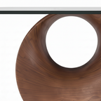 Lunessa Glass Dining Table wood base detail
