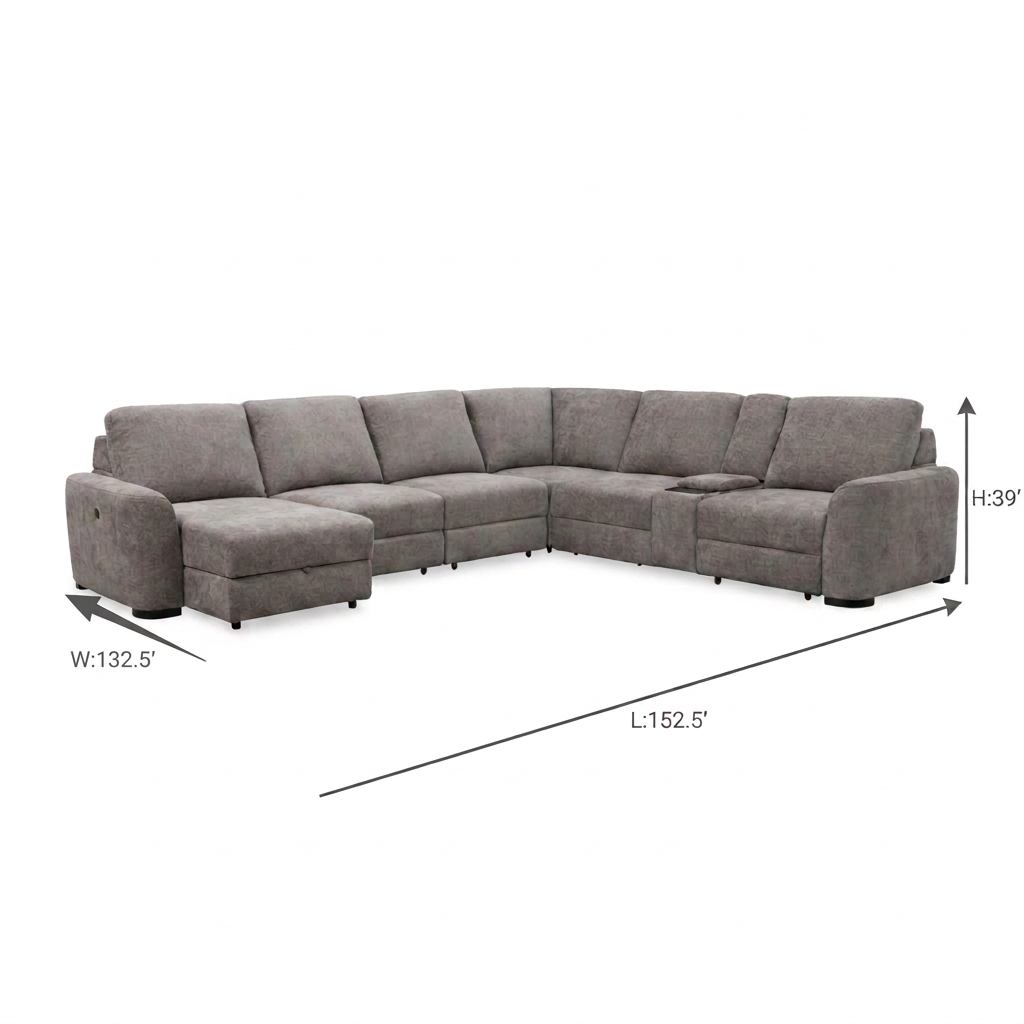 Luscarne Fabric Sectional — dimensions