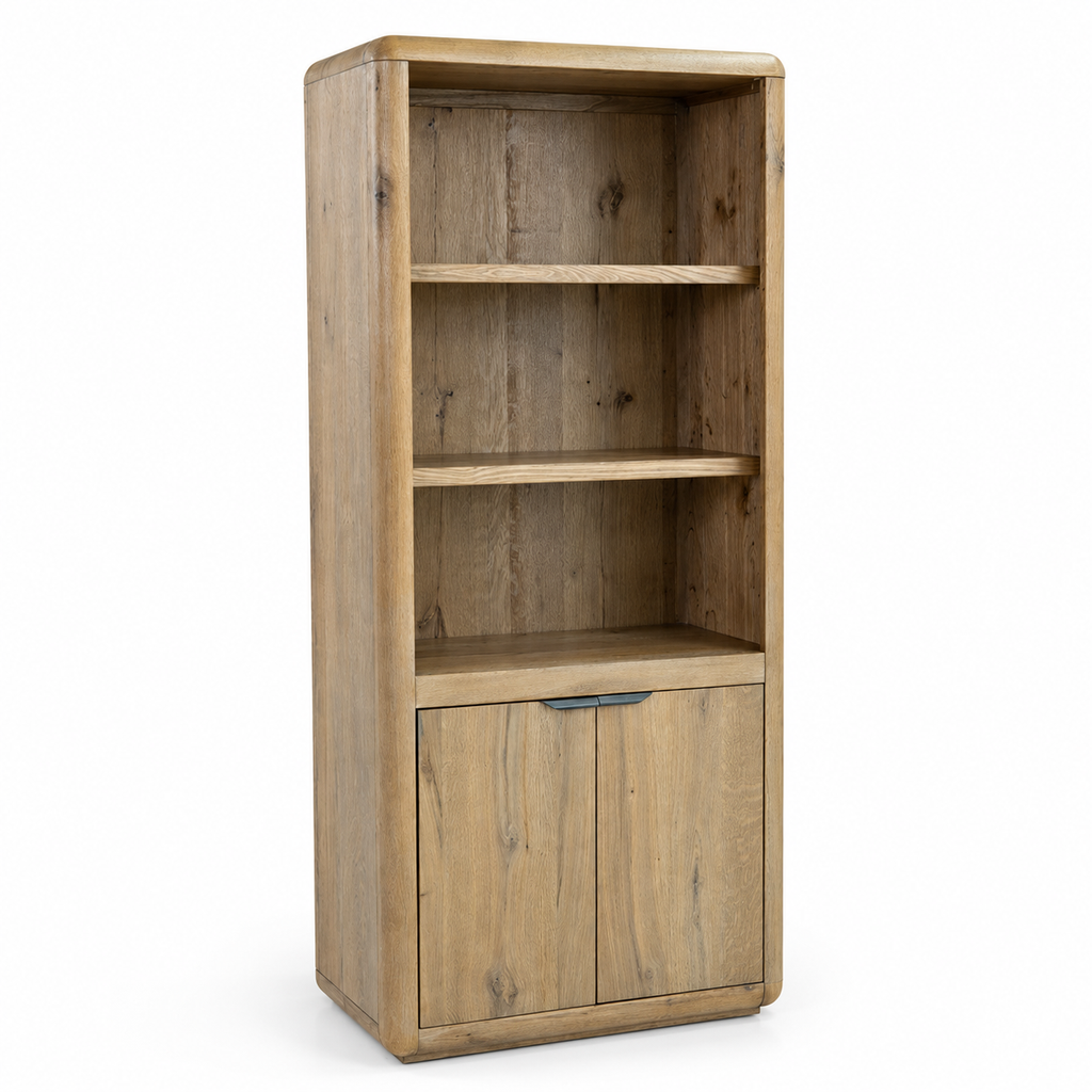 Solenne Arc Open Bookcase — white background studio view