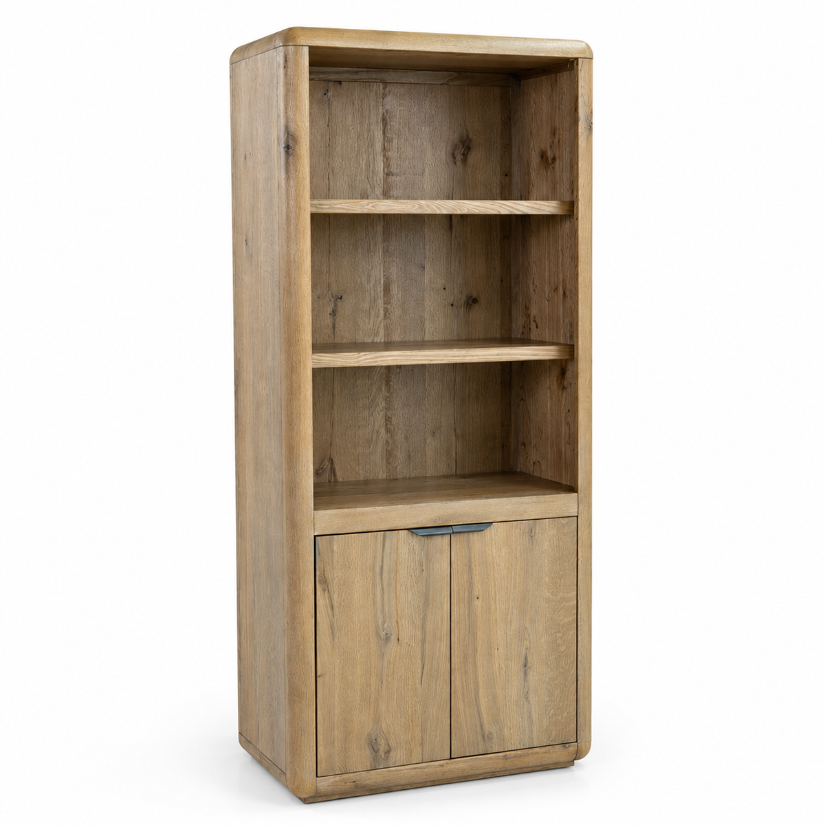Solenne Arc Open Bookcase — white background studio view