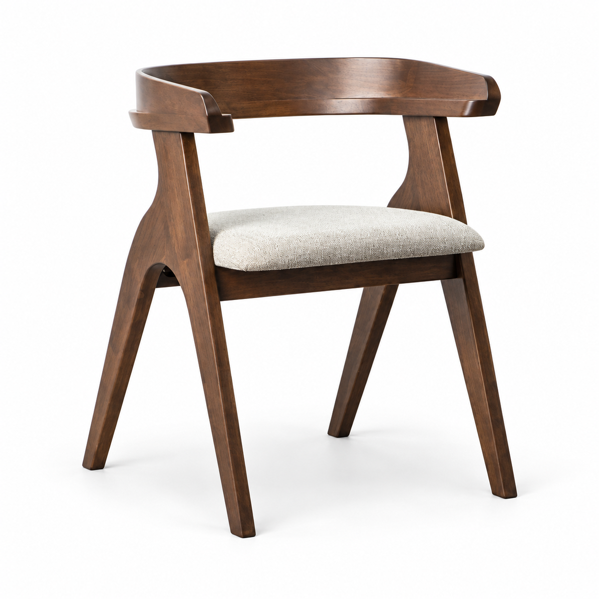 Rondal Dining Arm Chair — Warm Gray Upholstered — clear white-background studio view