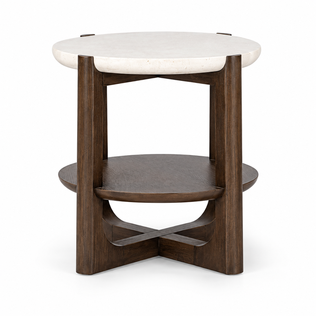 Vellara End Table W/ Stone Top — clear white-background studio view
