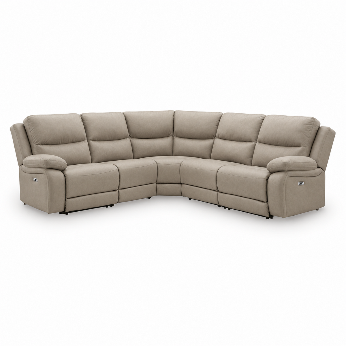 Brannigan Pebble 5-Piece Power Reclining Sectional — complete white-background studio view