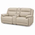 Double Deal Almond Power Reclining Loveseat with Console — complete white-background studio view