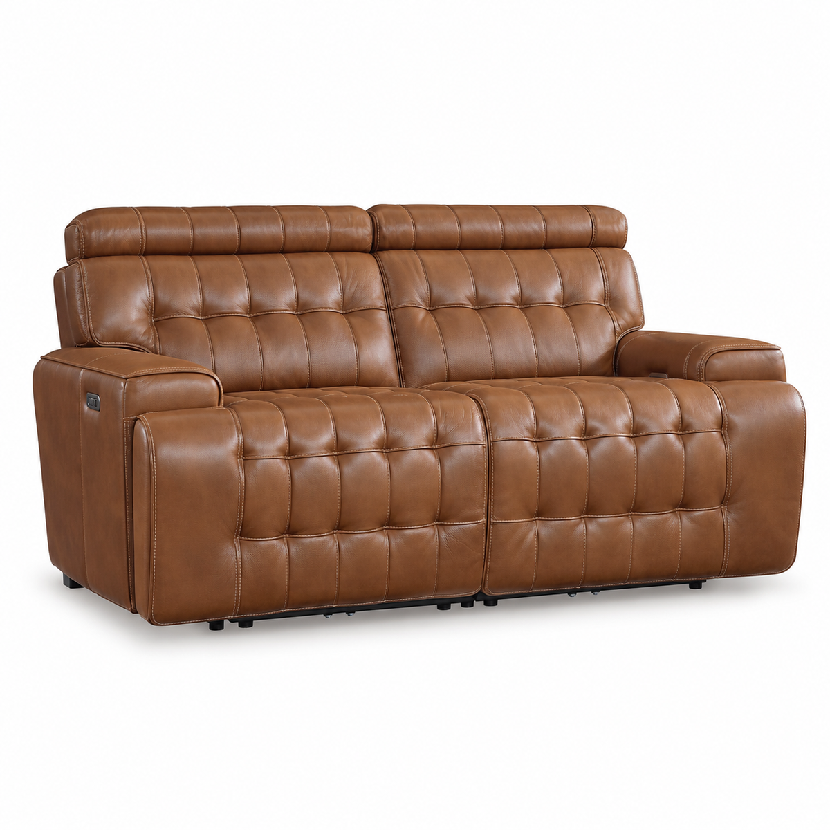 Temmpton Chocolate Power Reclining Loveseat — complete white-background studio view