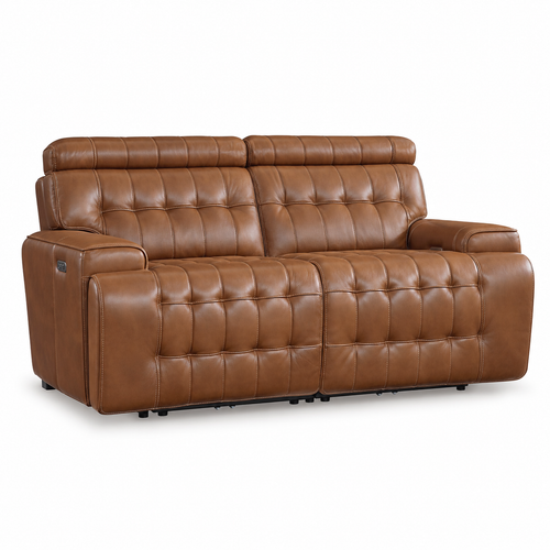 Temmpton Chocolate Power Reclining Loveseat — complete white-background studio view