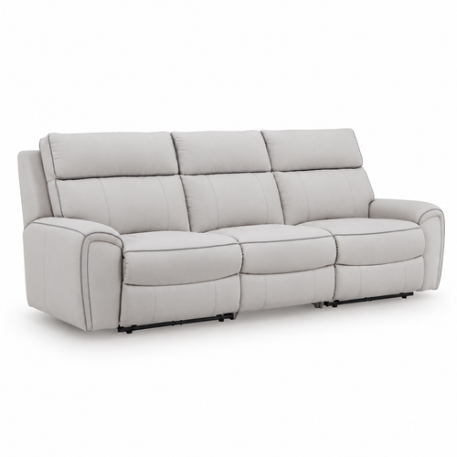 Grafton Pike Pearl/Ash Power Reclining Sofa — complete white-background studio view