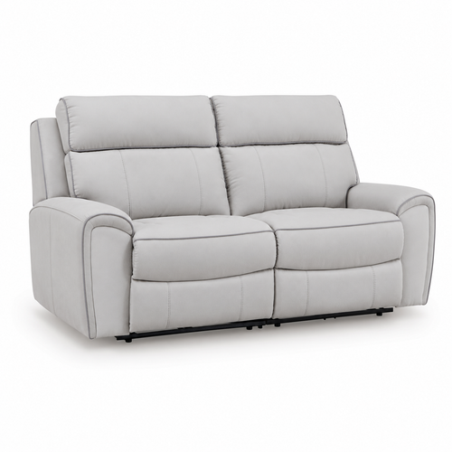 Grafton Pike Pearl/Ash Power Reclining Loveseat — complete white-background studio view