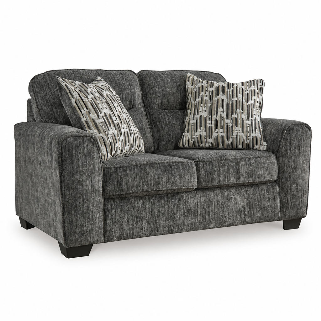 Lonoke Gunmetal Loveseat — complete white-background square view