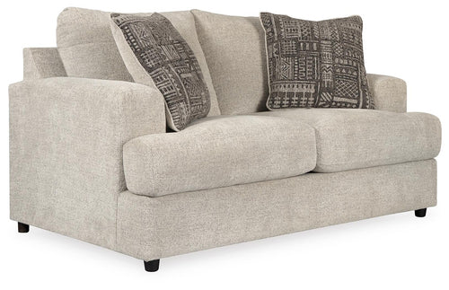 Soletren Stone Loveseat — white background three-quarter view