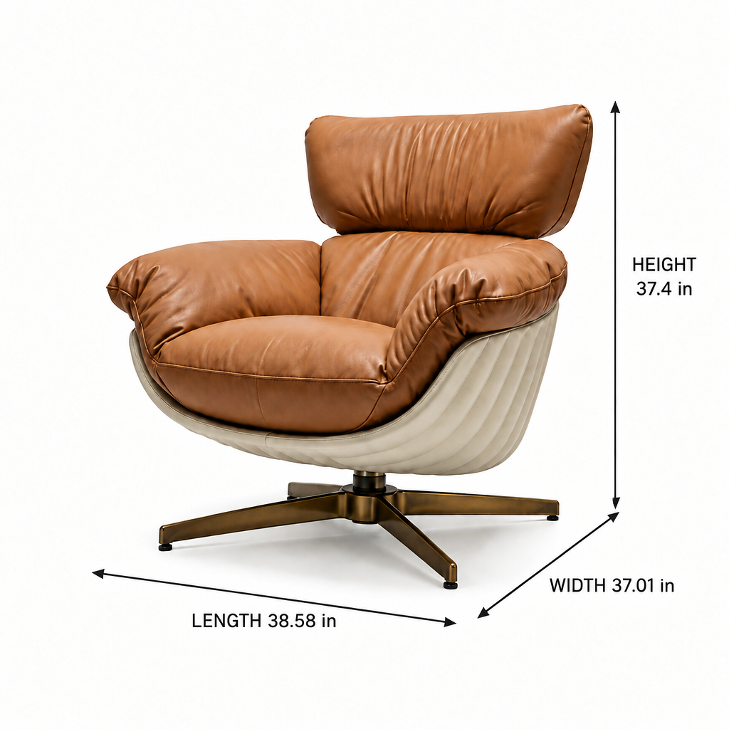 Marcellis Accent Chair dimension diagram showing 38.58 in length, 37.01 in width, and 37.4 in height.