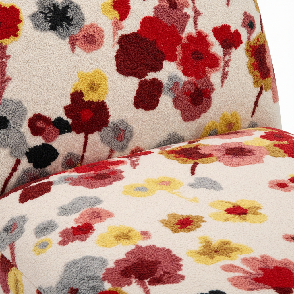 avienne Accent Chair close-up showing the ash wood frame, armrests, and upholstered seat