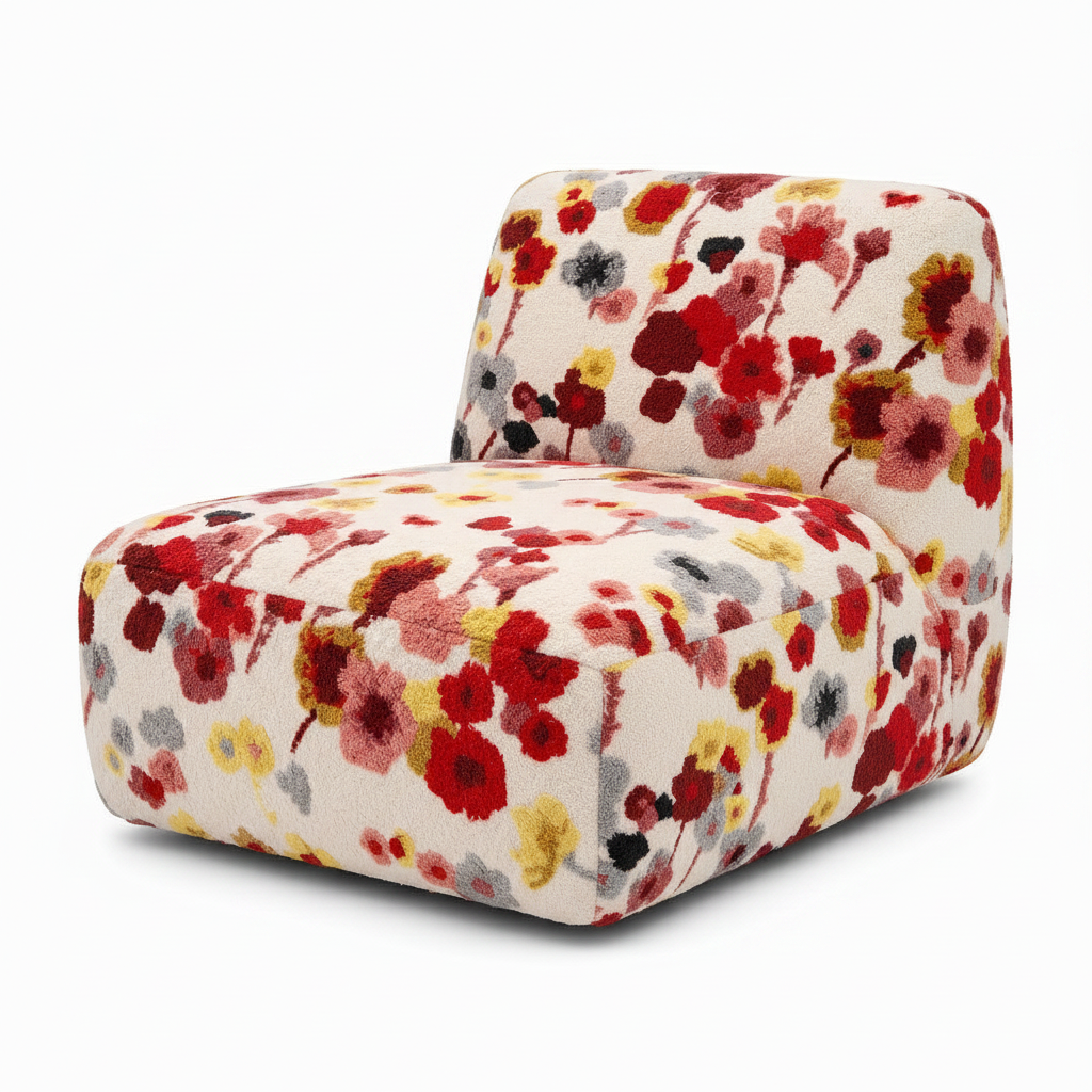 Mavienne Accent Chair in ash wood and upholstered fabric on a white background