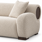 Mazarin Sofa — visible right armrest, its front facing surface and its junction with the seat (detail edited from existing product photo)