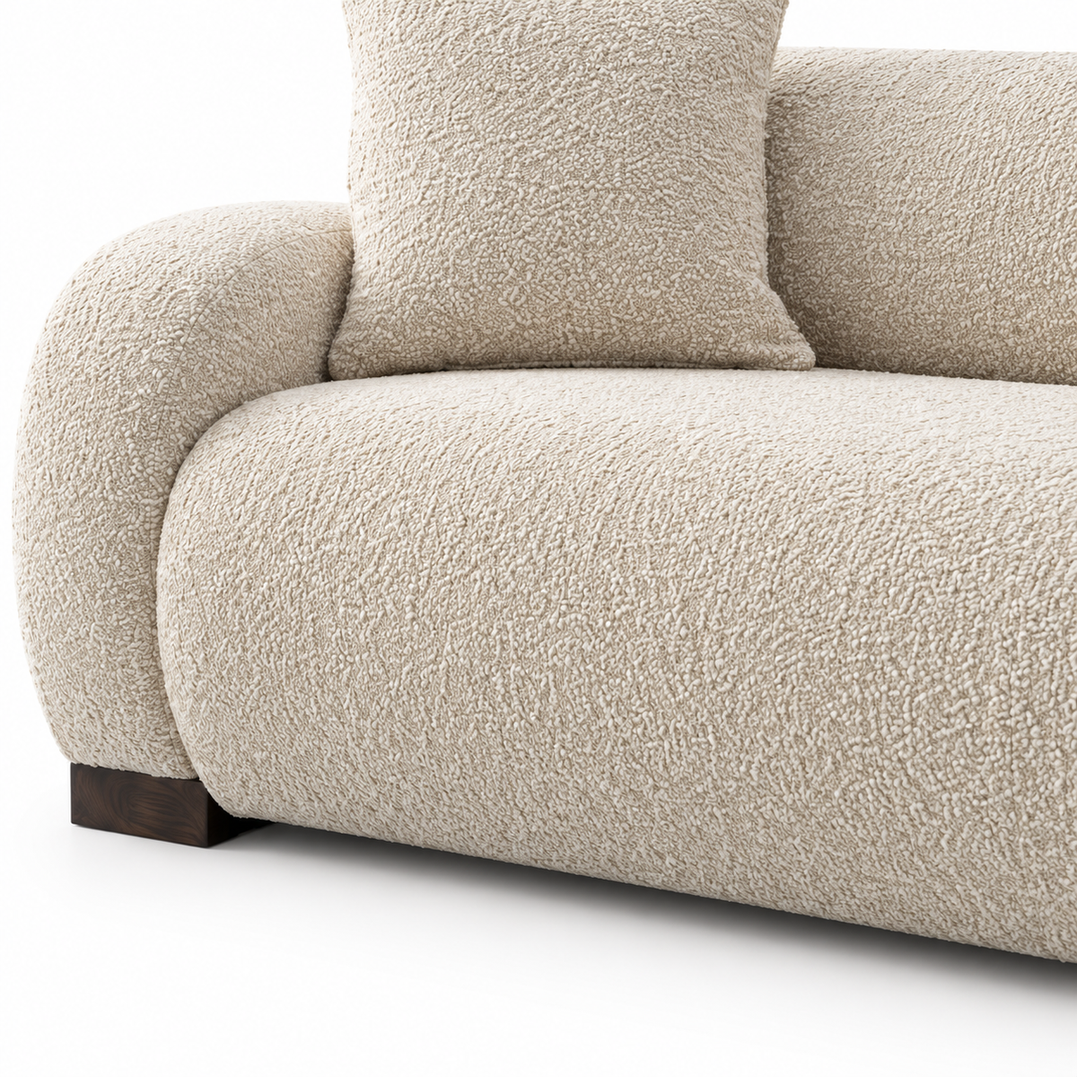 Mazarin Sofa — visible seat cushions, their seams, and the lower front base beneath them (detail edited from existing product photo)