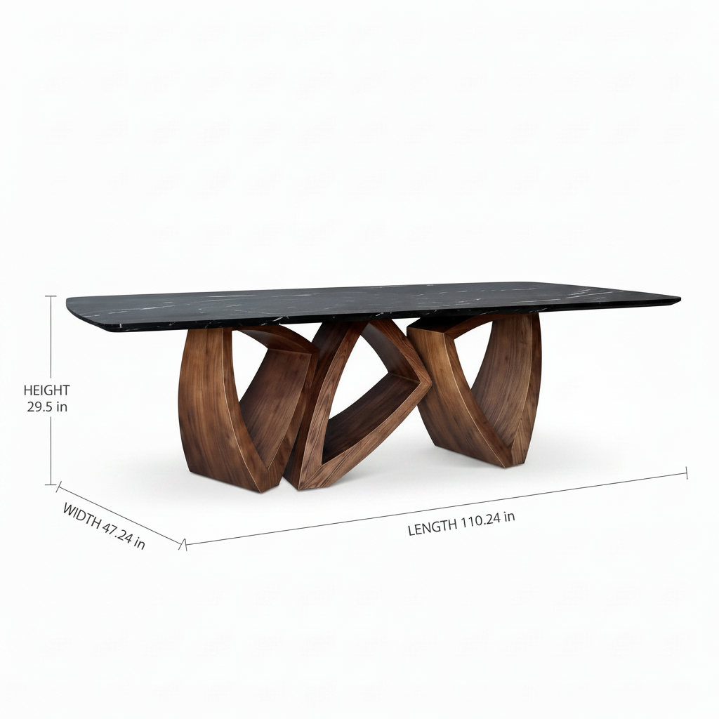 Meridian Marble Dining Table dimension diagram