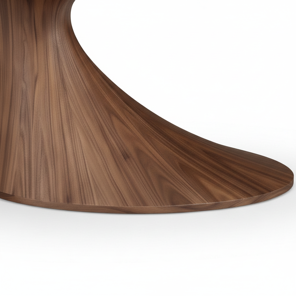 Montclair Walnut Dining Table curved walnut foot detail