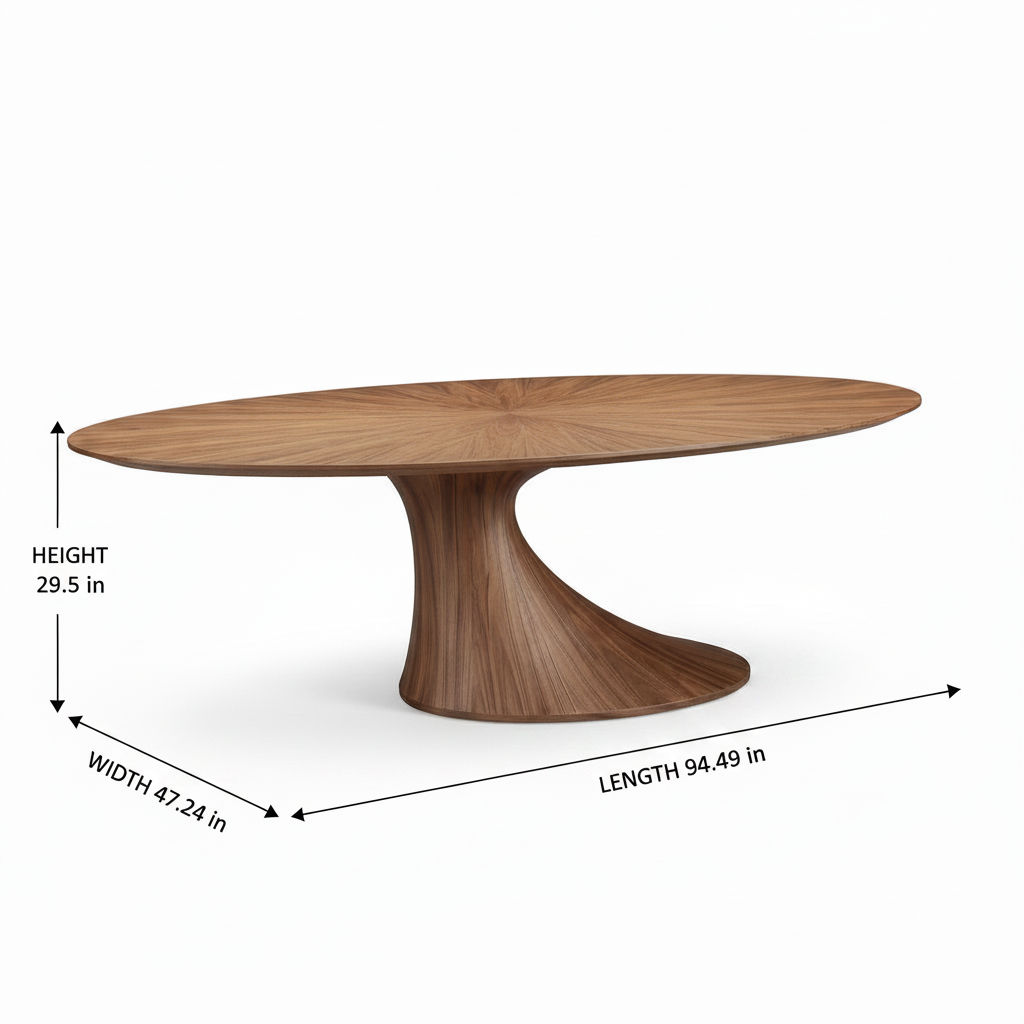Montclair Walnut Dining Table dimension diagram