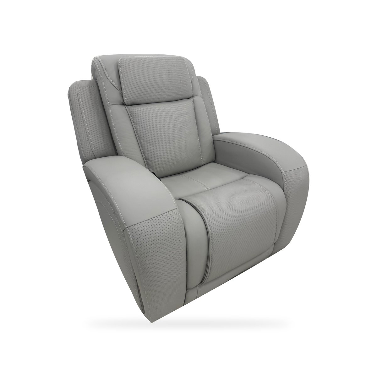 Montreval Armchair in grey upholstery, complete front three-quarter view, white background