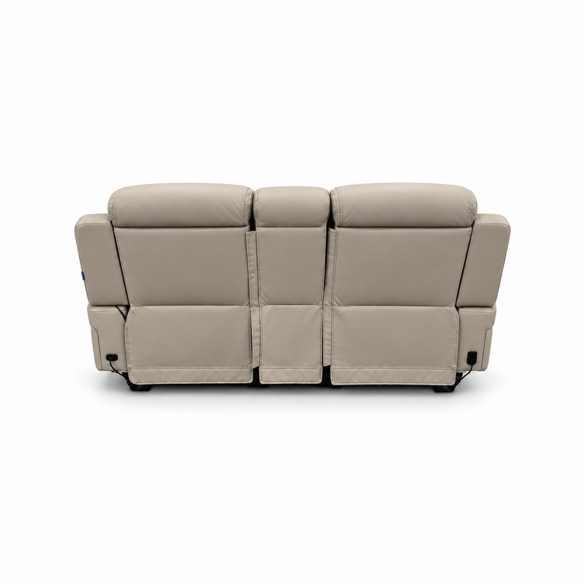 Montreval Console Loveseat in grey upholstery, neatly finished complete rear view