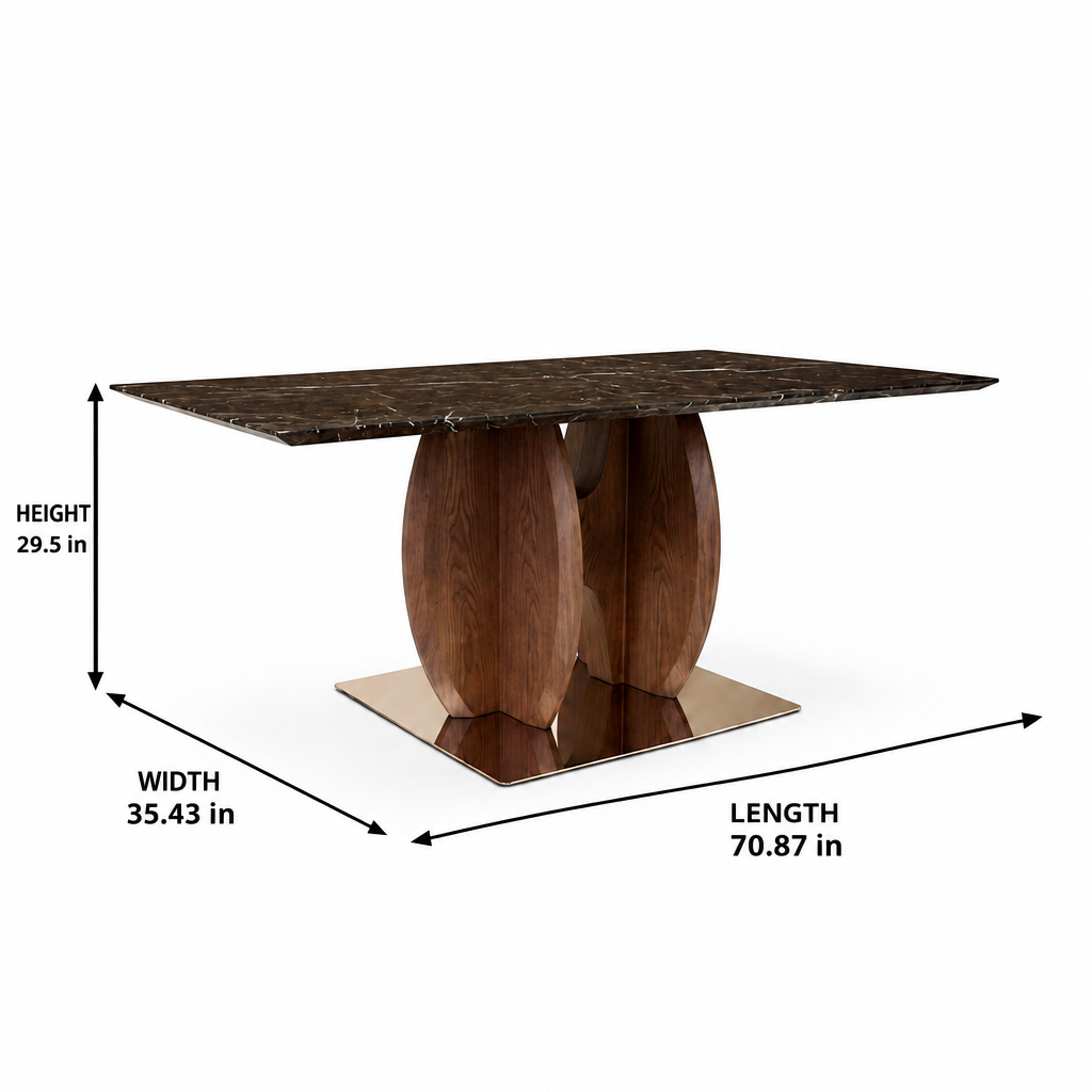 Neroli Marble Dining Table complete dimension labels
