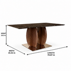 Neroli Marble Dining Table complete dimension labels
