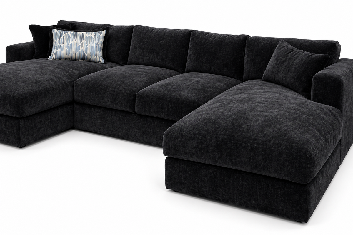 Noctelle Ebony Sectional — upholstery detail