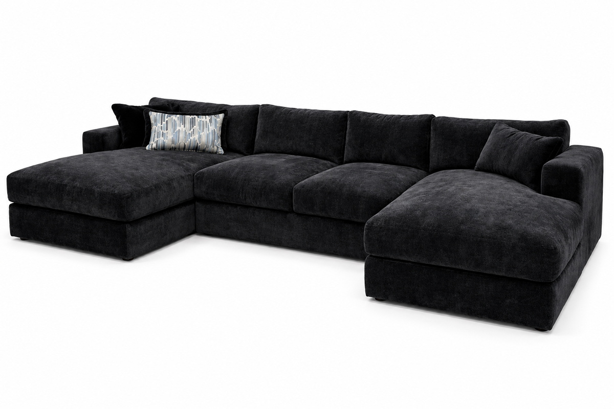 Noctelle Ebony Sectional — arm and cushion detail
