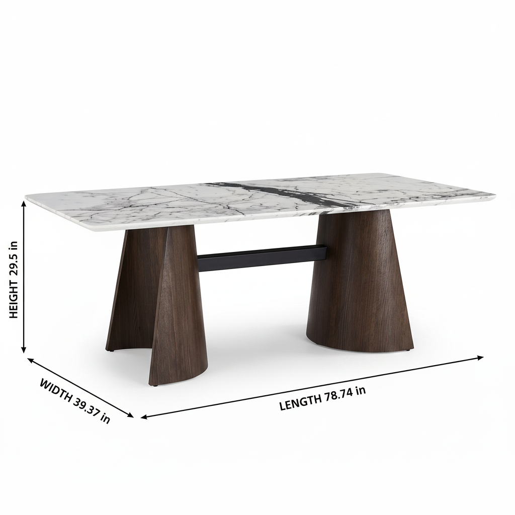 Nocturne Marble Dining Table corrected dimension diagram