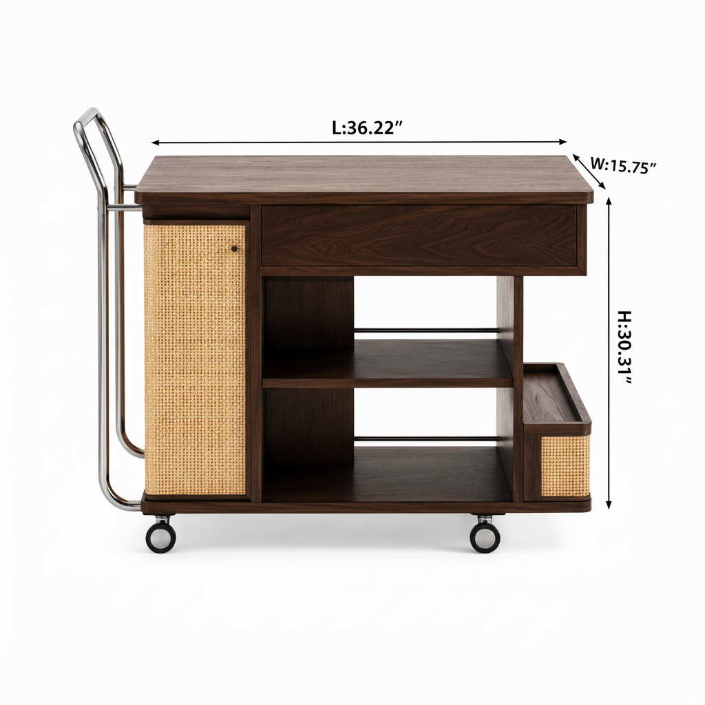 Nouvella End Table — 45° side view with L/W/H dimensions