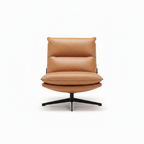Novera Accent Chair front view showing the cushioned seat, supportive backrest, and curved armrests.