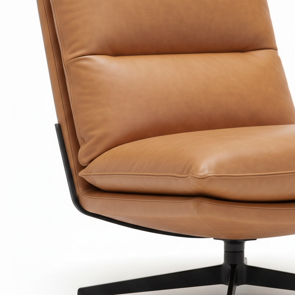 Novera Accent Chair seat cushion and wooden seat slat detail showing the layered construction.