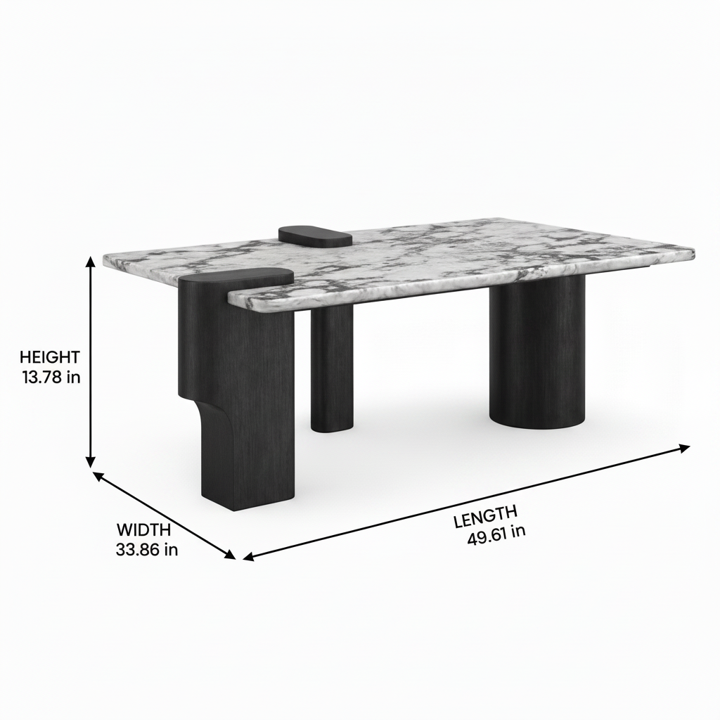Nyselle Marble Coffee Table dimension diagram
