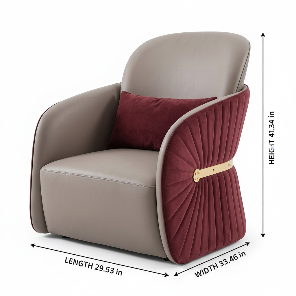Olivane Accent Chair dimension diagram showing 29.53-inch length, 33.46-inch width, and 41.34-inch height