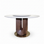 Orlena Marble Round Dining Table 45-degree view