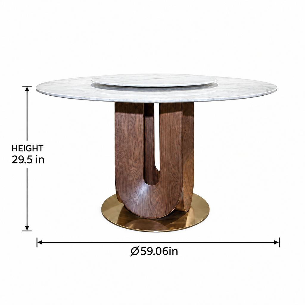 Orlena Marble Round Dining Table dimension diagram