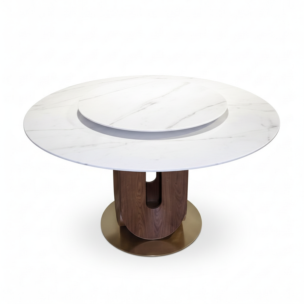 Orlena Marble Round Dining Table high-angle view