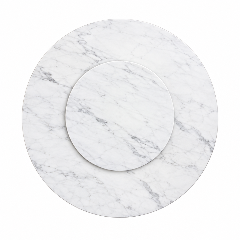 Orlena Marble Round Dining Table, overhead view