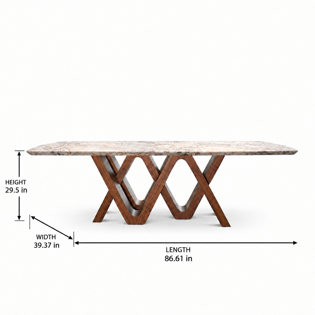 Orsini Dining Table dimension diagram without extra vertical lines