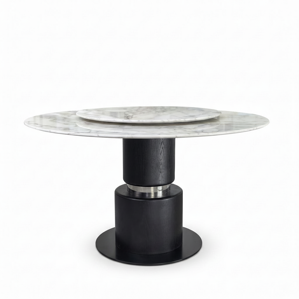 Palermo Marble Round Dining Table 45-degree view